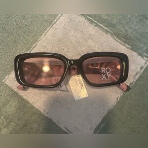 NWT Roxy Black Sunglasses with Pink Lenses